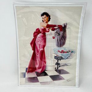 Art Frahm Picture 14” x 10 ½” A Valentine Evening Rose Glamour Pin-Up Art Work